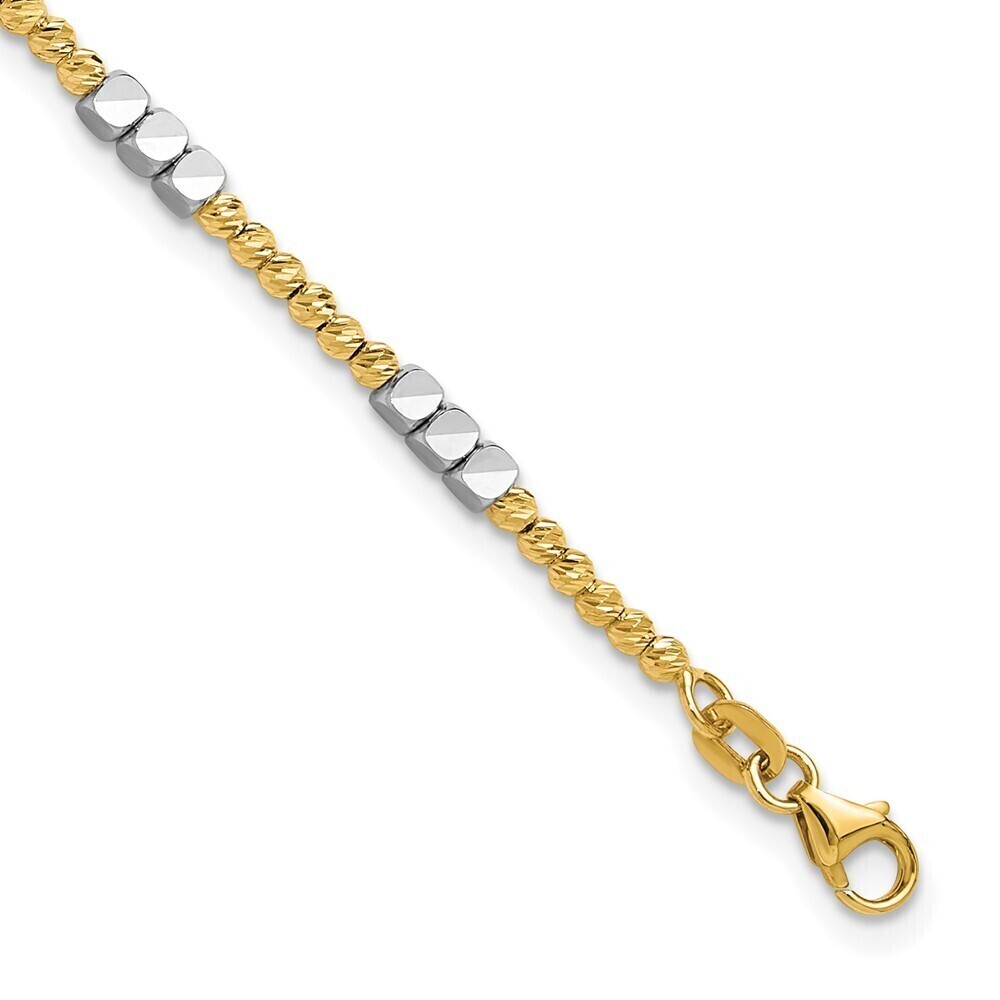 Kazi Luxury 14K Two-tone Diamond-cut Beaded 7.5in Bracelet